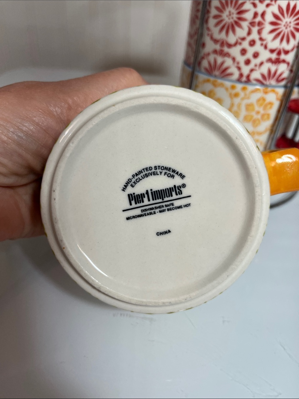Pier 1 Imports set of four stacking mugs, espresso style (in tree) stoneware - Picture 4 of 14